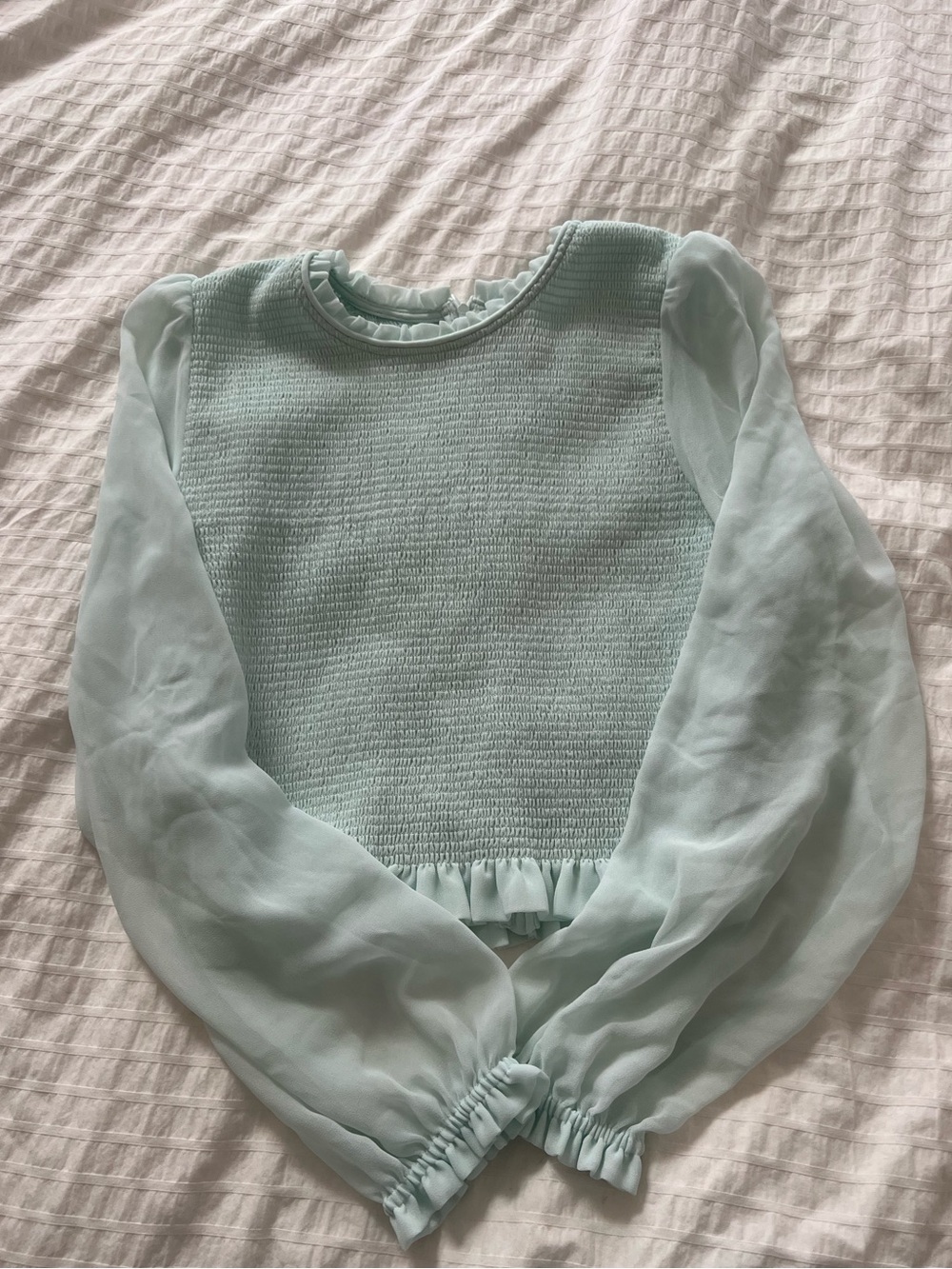 Aritzia Wilfred Tempest Chiffon Smocked Long Sleeve Blouse